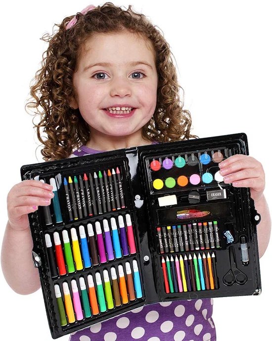 Jojoy - Boîte à dessin pour Enfants - Étui à dessin - Ensemble de dessin - Ensemble de peinture - 150 pièces - Crayons de couleur - Aquarelle - Crayons - Étui à colorier - ARTDECK