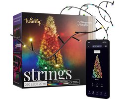 Twinkly Strings Lichtsnoer - 20M - LED Verlichting - RGB & Warm Licht - Dimbaar - Binnen & Buiten - Bluetooth Wifi - Werkt met Homekit, Homey, Google Home, Razer Chroma - Zwart