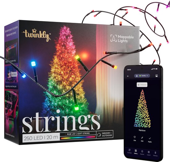 Twinkly Strings lichtsnoer – 20m – 250 led rgb – dimbaar