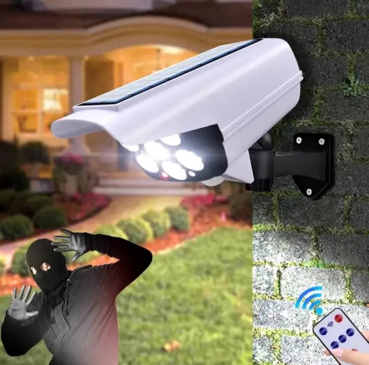 LED solar schijnwerper - IP66 - Zone- Met bewegingssensor + schemersensor - witte
