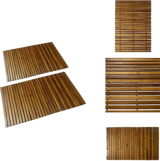 Organizedlife Badmat, teakhout, groot, 80 x 50 cm, antislipvoeten, douchematje, badkuipmat, zwembadmat, terras, badkamer, spa, saunakamer