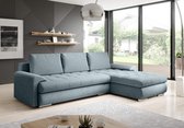 Bol.com hoekbank kyoto- blue- lounge universeel- hoeksalon met bed en opbergruimte- seatsandbeds aanbieding