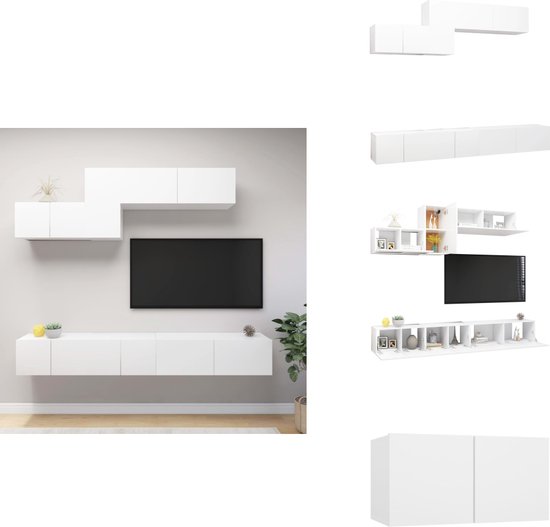 vidaXL Ensemble de meubles TV X - Suspendu - Aggloméré - Diverse tailles - Wit - Meuble