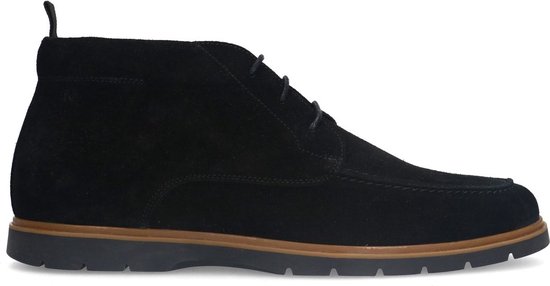 Manfield Heren Zwarte suède veterboots Maat 46 bol