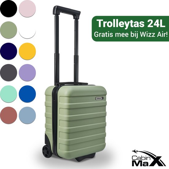 CabinMax Handbagage Koffer - Reiskoffer 24L - Handbagage Trolley Wizz Air - 40x30x20cm - Bodo Groen