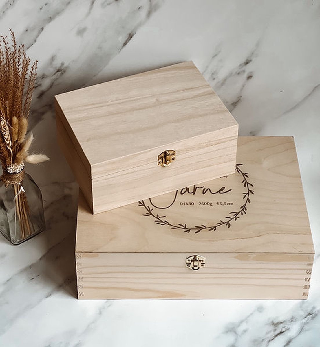 Houten kist - Herinneringenbox - Geschenk kist - Gepersonaliseerd