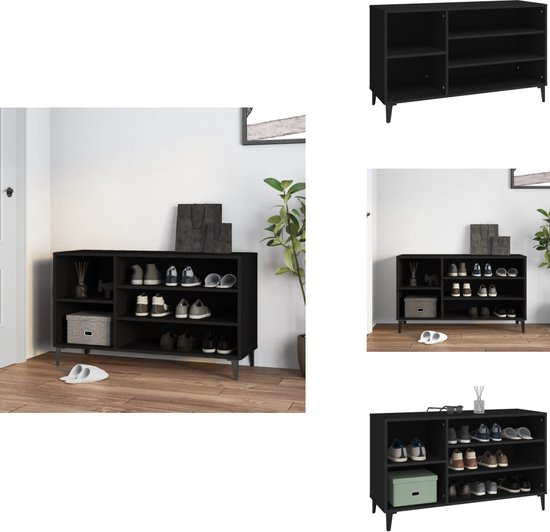 vidaXL Schoenenrek 100x35x45 cm bewerkt hout zwart, opbergrek voor