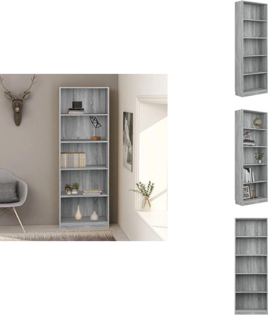 VidaXL Boekenkast Boekenkasten Boekenschap Boekenstandaard Boekenkast 60x24x175 cm bewerkt hout grijs sonoma eikenkleurig