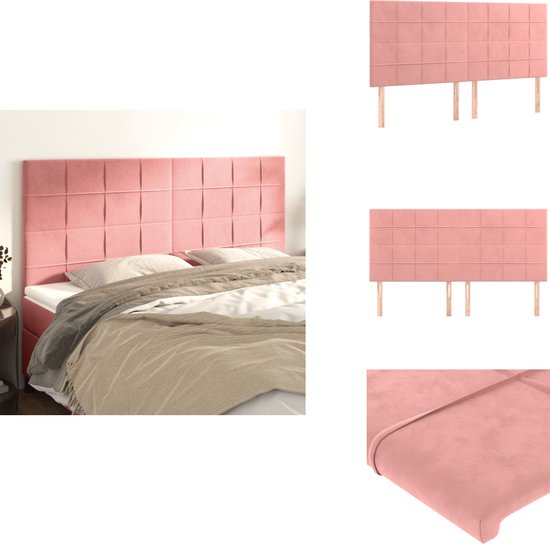vidaXL - Têtes de lit - 4 - pcs - 90x5x78/88 - cm - velours - rose