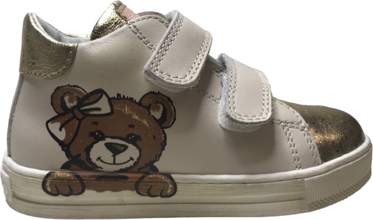 Falcotto - Wislei - Mt 24- velcro's lederen sneakers - beer - beige / goud