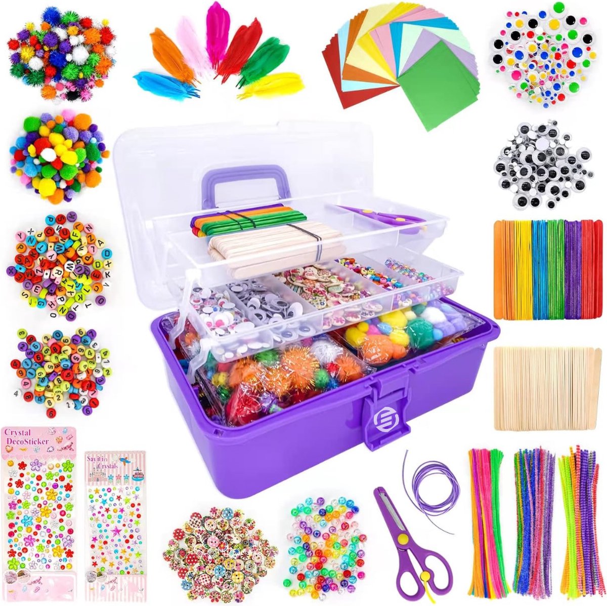 Equivera Knutselkoffer - Knutselset voor jongens en meisjes - Knutseldoos - Knutselkoffer voor Jongens en Meisjes - Knutselkoffer Kinderen - Cadeautip voor uw kind!