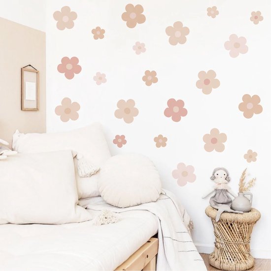 Decochic® - Muurstickers bloemetjes - roze - babykamer - madeliefjes - kinderkamer - muurdecoratie
