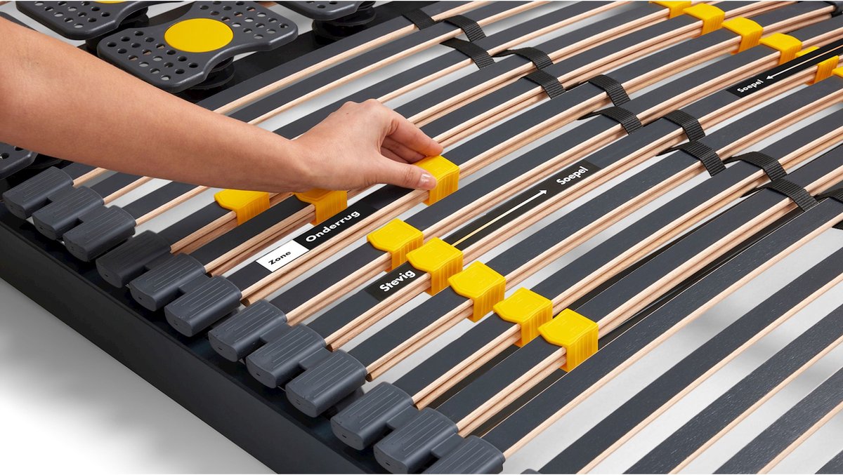 Beter Bed Bossflex 600 Deluxe Lattenbodem 120 x 200 cm - Elektrisch Verstelbaar - Bedbodem - Bedraad - Max. 120kg - Antraciet/Geel