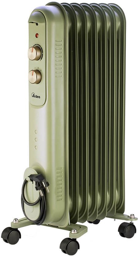 Ardes AR4R07VIN Olieradiator Ardes Curvy 7 Retro 1500 Watt 7 Elementen Groen