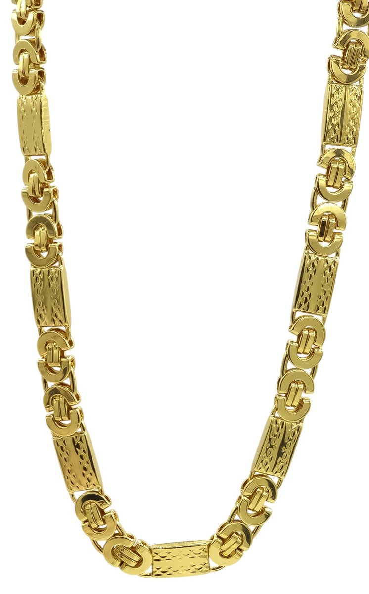 Gold-Plated platte Koningsketting voor Heren - 8mm / 55cm - Premium Staal