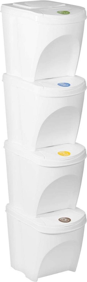 Set van 4 Afvalemmers voor Keuken en Badkamer - 80 Liter Vuilniscontainer voor Afvalscheiding