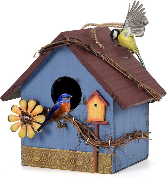 Nichoir à suspendre - Nichoir décoratif pour oiseaux d'extérieur - Nichoir résistant aux intempéries pour mésanges - Décoration de jardin pour balcon, jardin et terrasse