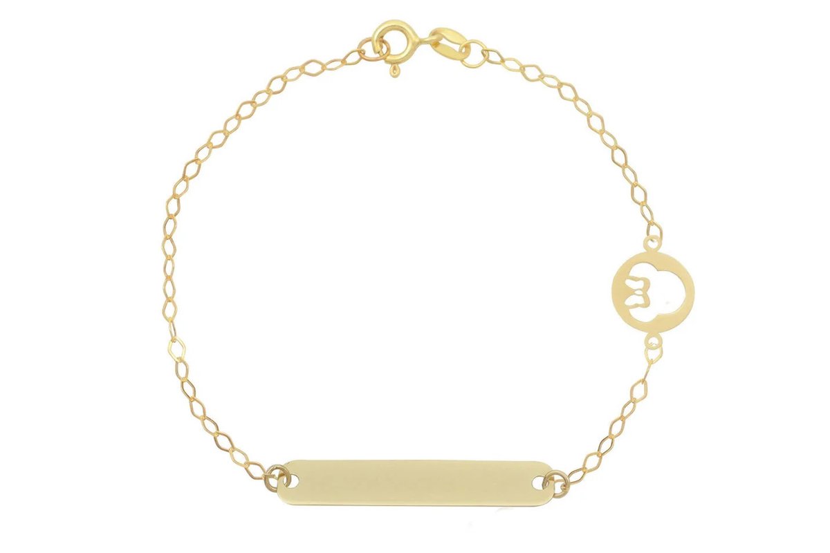 Baby/Kinder Plaatarmbandje Minnie Mouse 14K Goud