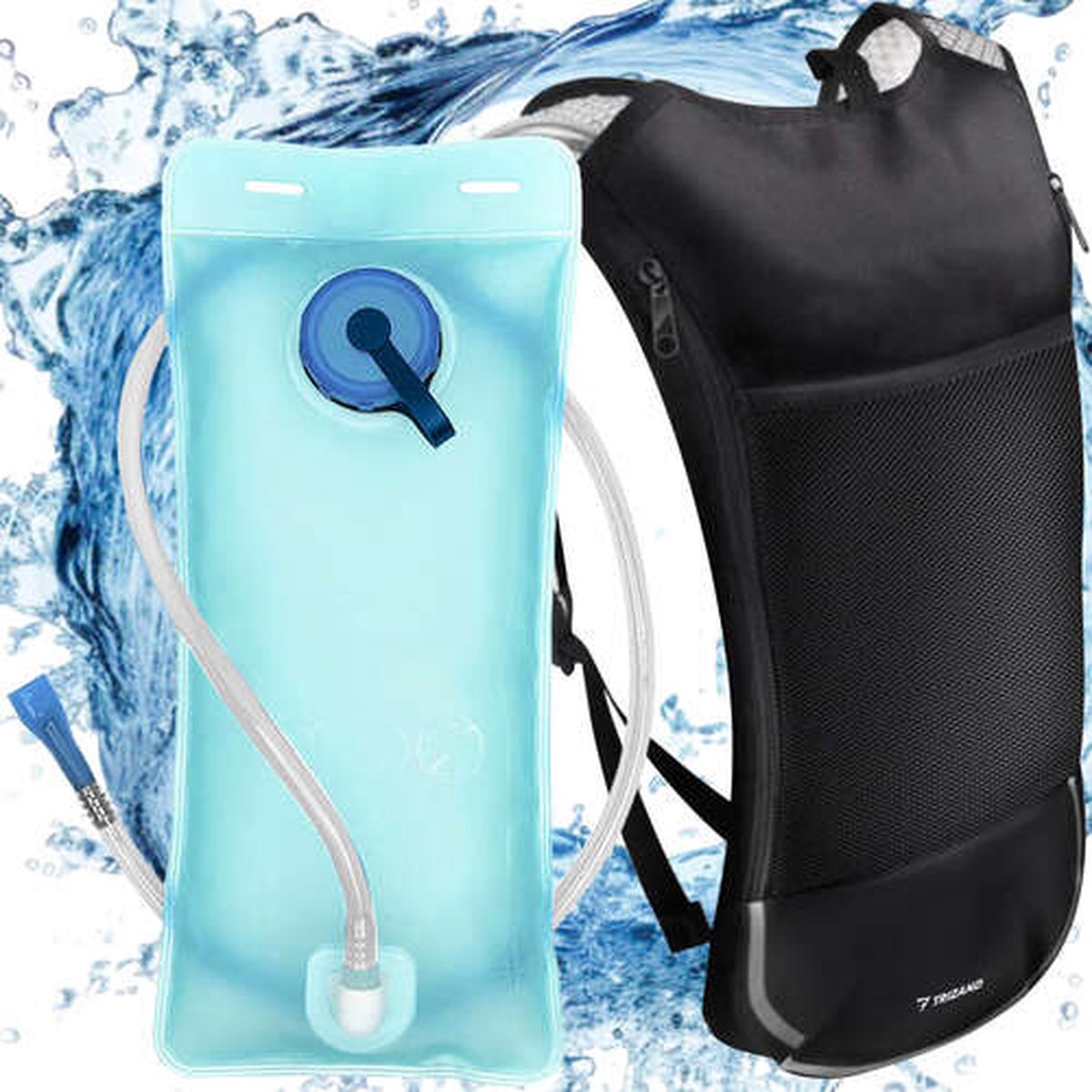 Drinkrugzak - Malatec - zwart - Drinksysteem met 2L waterzak - Wandelen - Vierdaagse - Fietsen - Hiken - Wielrennen - Hardlopen - Waterzak sporttas - Rugzak drinkfles - Backpack - Motor drinkrugzak - zoals camelbak