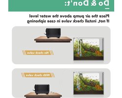 Stilste aquariumluchtpomp - regelbare zuurstofpomp - 2 luchtuitlaten - 5 W/10 W - ultra stil - krachtige beluchtingspomp - energiezuinig - vis tank oxygenator. Luchtpomp aquarium
