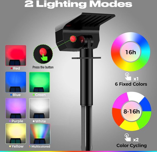 Ellasay Zonnelampen voor Buiten Tuin: 3-kleuren (3000K/4000K/6500K) muurverlichting - op & neerwaarts wandlampen - IP65 waterdicht - hek tuin terras oprit (6 stuks