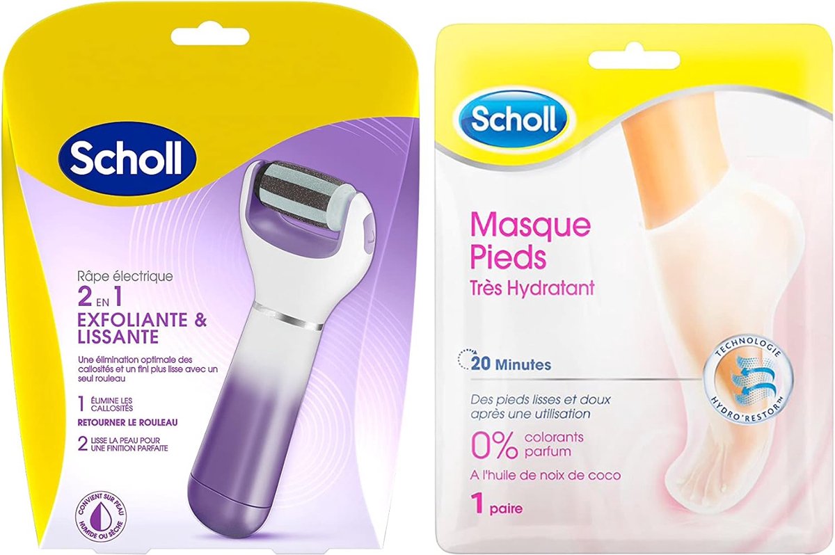 Scholl Velvet Soft Elektronische Voetvijl + 2 Stuks Scholl Voedend Voet Pedimask - Voetvijl- Scholl-eelt verwijderaar-Eeltvijl-Voetverzorging-eelt Sokken-Huidverzorging-Eeltsokken- Dermatologisch getest op veiligheid en allergieën.