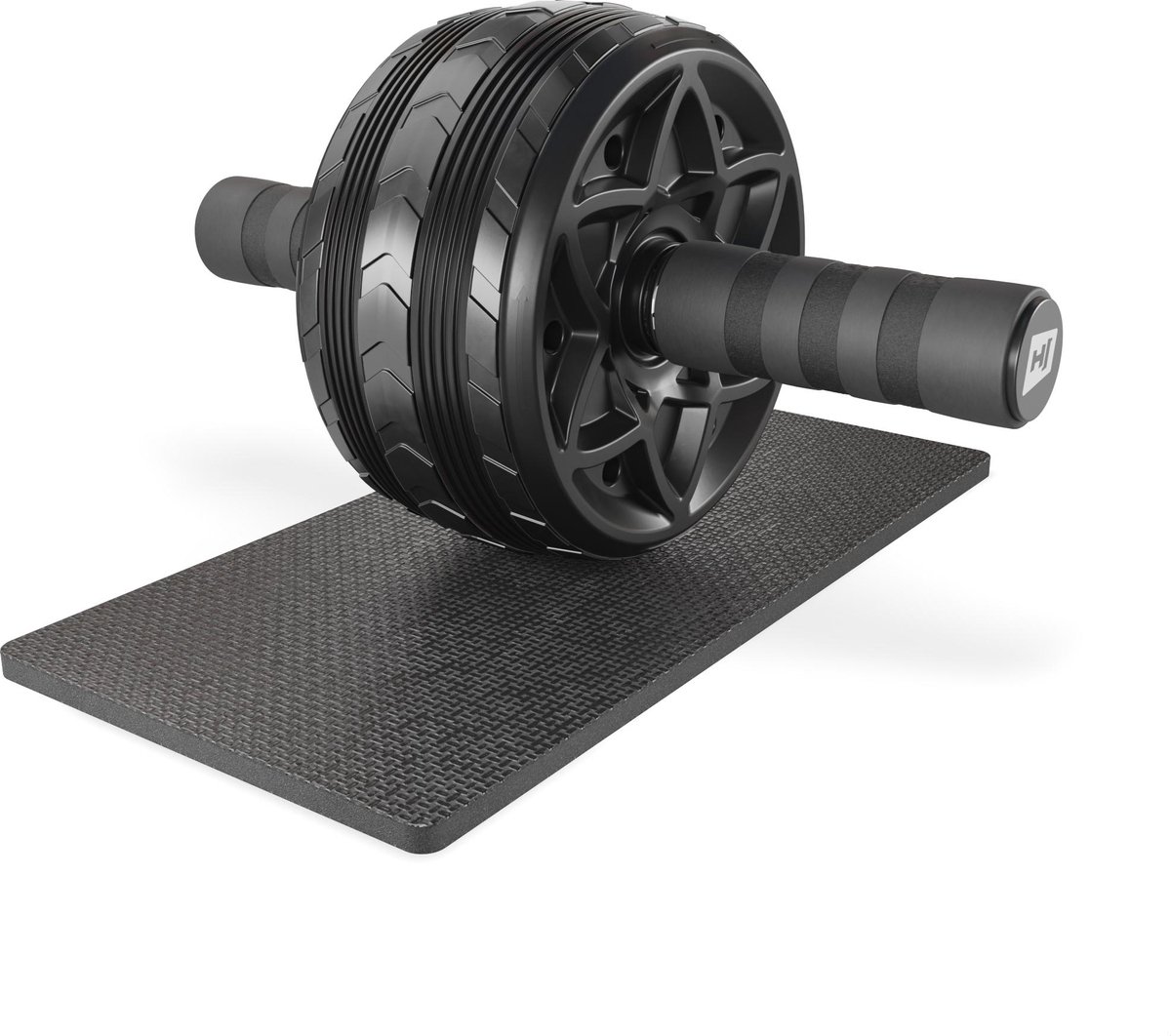 Hop-Sport Buikspierwiel AB Roller – Met Antisliphandgrepen en Kniebeschermmat voor Core Training – Zwart