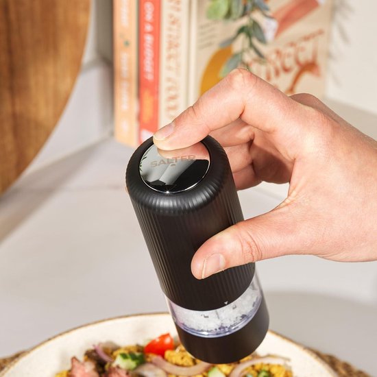 Elektrische Zout- en Pepermolenset met Voet, USB Oplaadbare Roestvrijstalen Pepermolen, Eenhandige Automatische Werking, Instelbare Korreligheid, Led- verlichting