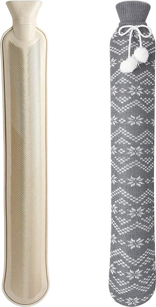 Bol.com Lange warmwaterkruik - zachte overtrek - 2 liter - nek en schouder - 73 x 13 cm - gecertificeerd. aanbieding