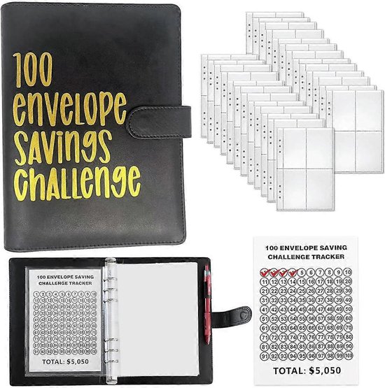 MZLUWM Lot De 100 Enveloppes Pour Défi D'économie D'argent, Classeur De Défi 100 Enveloppes, Classeur Budgétaire Avec Poches Pré-numérotées – Livre De Défis D'économies Pour économiser 5 050