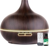 Aroma diffuser 550 ML - Aromatherapie - Verstuiver etherische olie - Luchtbevochtiger - Geurverspreider – Aromadiffusers - Vernevelaar - Olie - Donkerbruin - Vivid Green