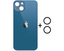 iPhone 13 Mini Achterkant Vervanging Glas inclusief O-Ringen | Back Cover | Met logo | Big hole | Blauw