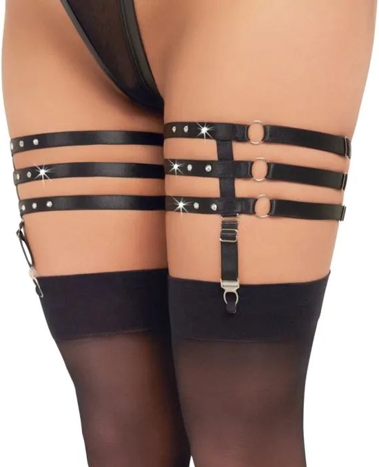 Porte-jarretelles triple sexy - Zwart S/M