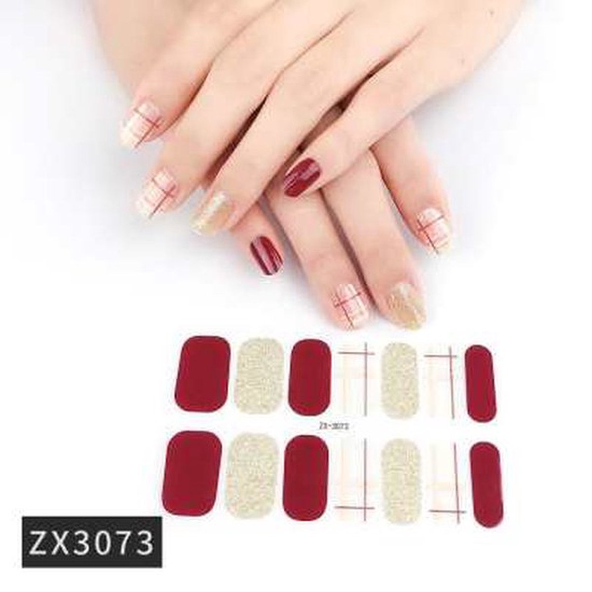 Goedkoopste NagelStickers 14 Tips/1Vel Manicure Nagel stickers,Nageldecoratie-Multi Rood Nagelvijlen