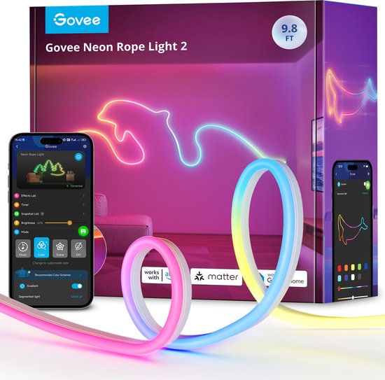 Govee Ledstrip, 5 m, Bluetooth RGB ledstrip met app-bediening
