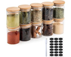 Five Stars® Voorraadpotten - Glazen Potjes Met Deksel - 280 ML - 10 Delige Set - BPA-vrij - Met Pen & Herschrijfbare Stickers - Snoeppot Five Stars® Voorraadpotten - Glazen Potjes Met Deksel - 280 ML - 10 Delige Set - BPA-vrij - Met Pen & Herschrijfbare Stickers - Snoeppot