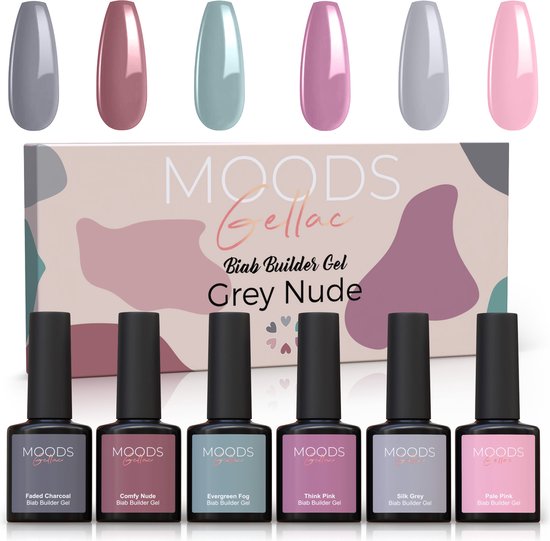Moods Gellac BIAB - Builder in a Bottle – BIAB Nagel Builder Gel - Grey Nude - HEMA & TPO Free