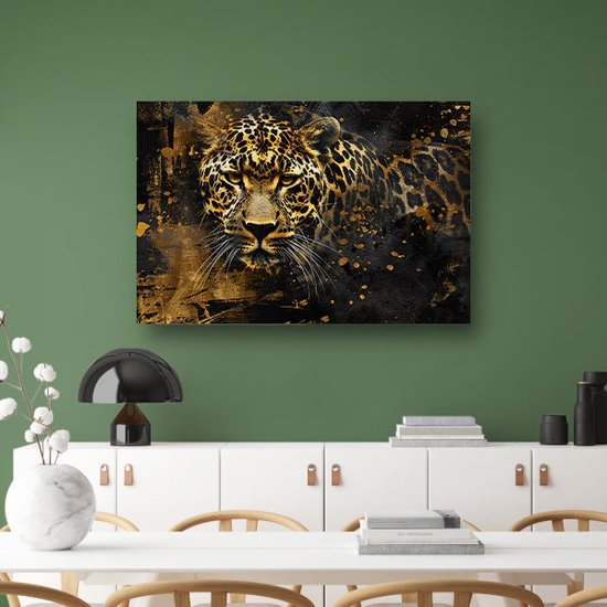 Peinture sur verre léopard - Peinture sur verre Animaux - Peintures sur verre Éclaboussures - Décoration murale moderne - Peinture sur verre acrylique - Décoration murale chambre verre acrylique 120x80 cm