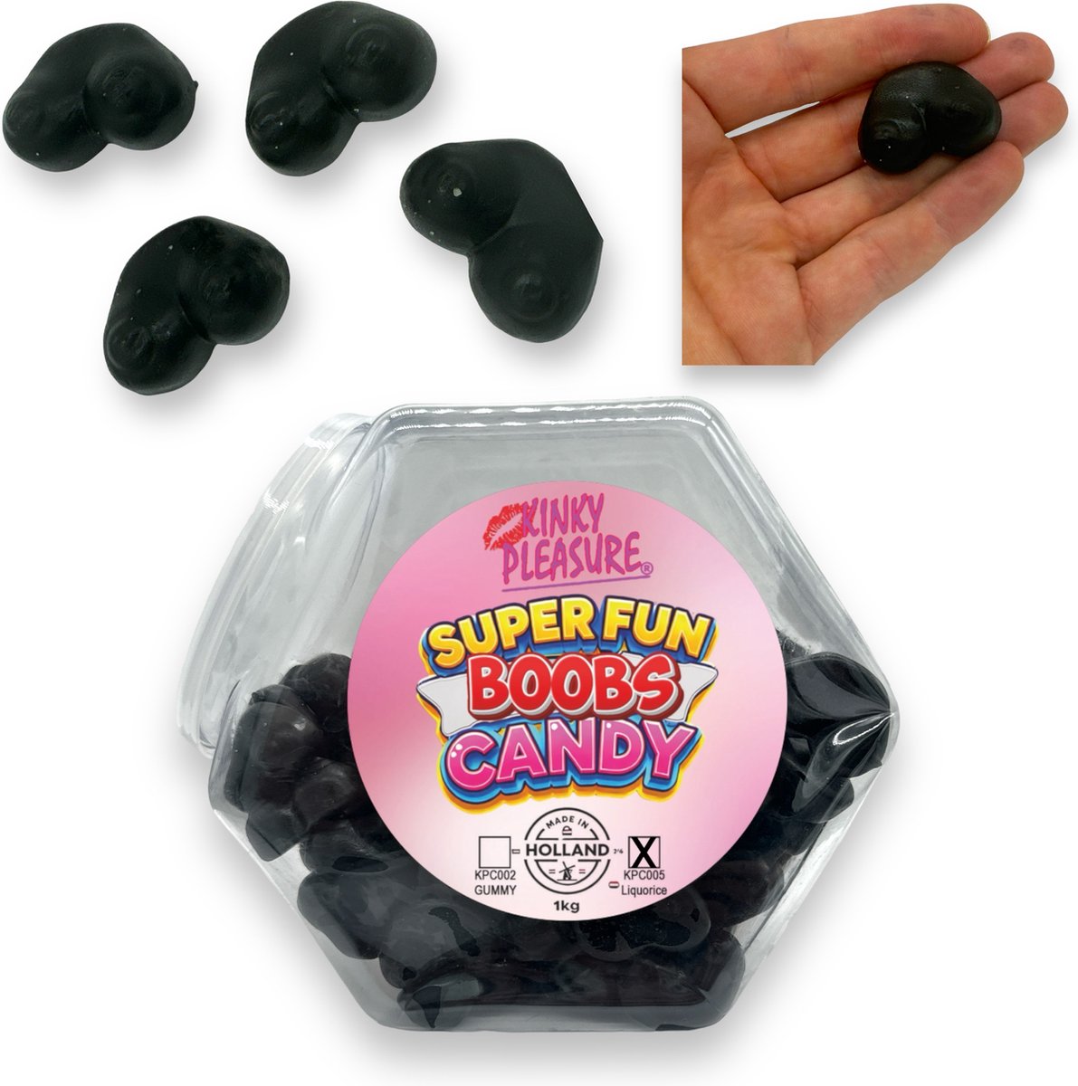 Kinky Pleasure Drop Tieten - Super Fun Drop Borsten Snoepjes in Snoepbak 1kg