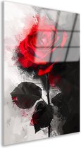 Peinture rose sur verre - Peinture sur verre Fleurs - Tableau Feuilles - Tableaux modernes - Peinture plexiglas - Décoration salon verre acrylique 40x60 cm