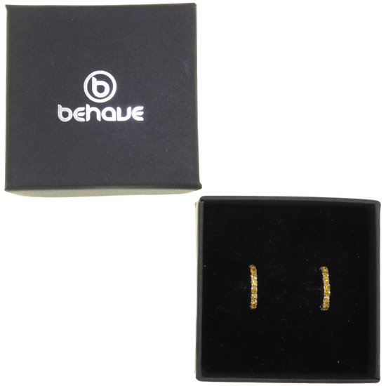 Behave – Boucles d'oreilles – Boucles d'oreilles en argent sterling 925 avec pierres en cristal marron clair