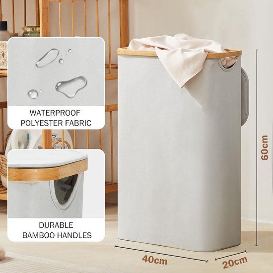 Ronde Wasverzamelaar Juna, 100% Juten Wasmand Voor Het Verzamelen Van Vuile Was In De Badkamer En Slaapkamer Opbergmand Met Twee Handvatten Voor Gemakkelijk Transport O 38 55 Cm Bruin