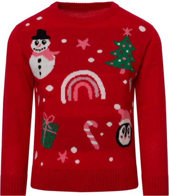 Foute Kersttrui Kinderen - Jongens & Meisjes - Kerstcadeau - rood - 98/104
