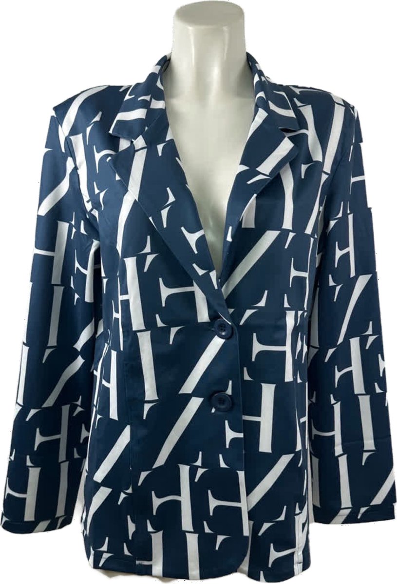 Angelle Milan Blazer Dames - Blauw Donkerblauw - Travelstof - Maat XXL