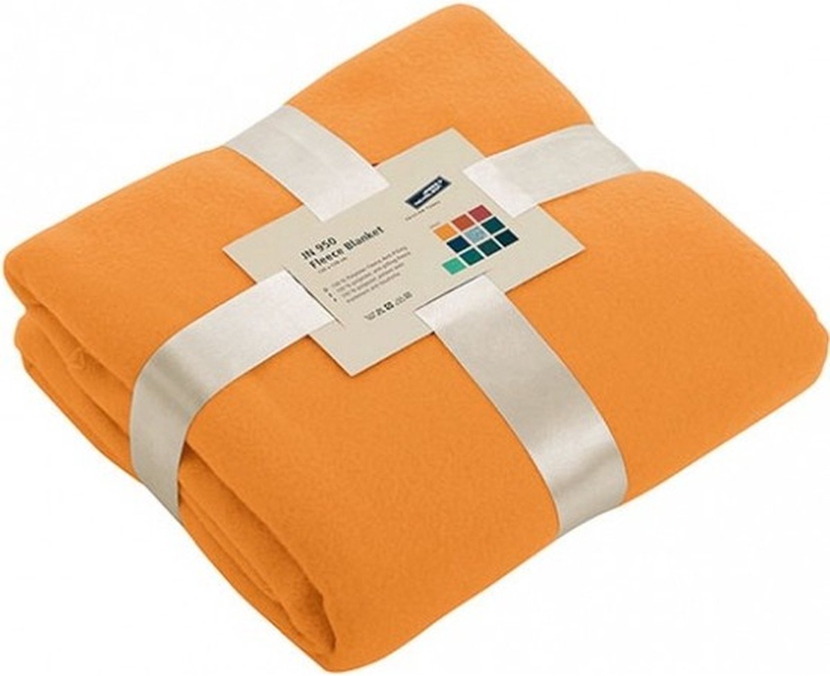 James & Nicholson Fleece bankdeken/plaid - oranje - 130 x 170 cm - 240 grams - pluisvrij - wasbaar
