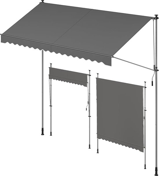 COSTWAY Klemluifel, 400 cm breed, balkonluifel zonder boren, UV