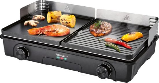 SILVERCREST® KITCHEN TOOLS Tafel BBQ - Grilloppervlak: 24,7 x 28,2 x 1,58 cm - Vermogen: 1.800/2.200 W - Traploos instelbare temperatuur - 5 vermogensniveaus - Grillplaten met grill- of plancha-oppervlak — afbeelding 2