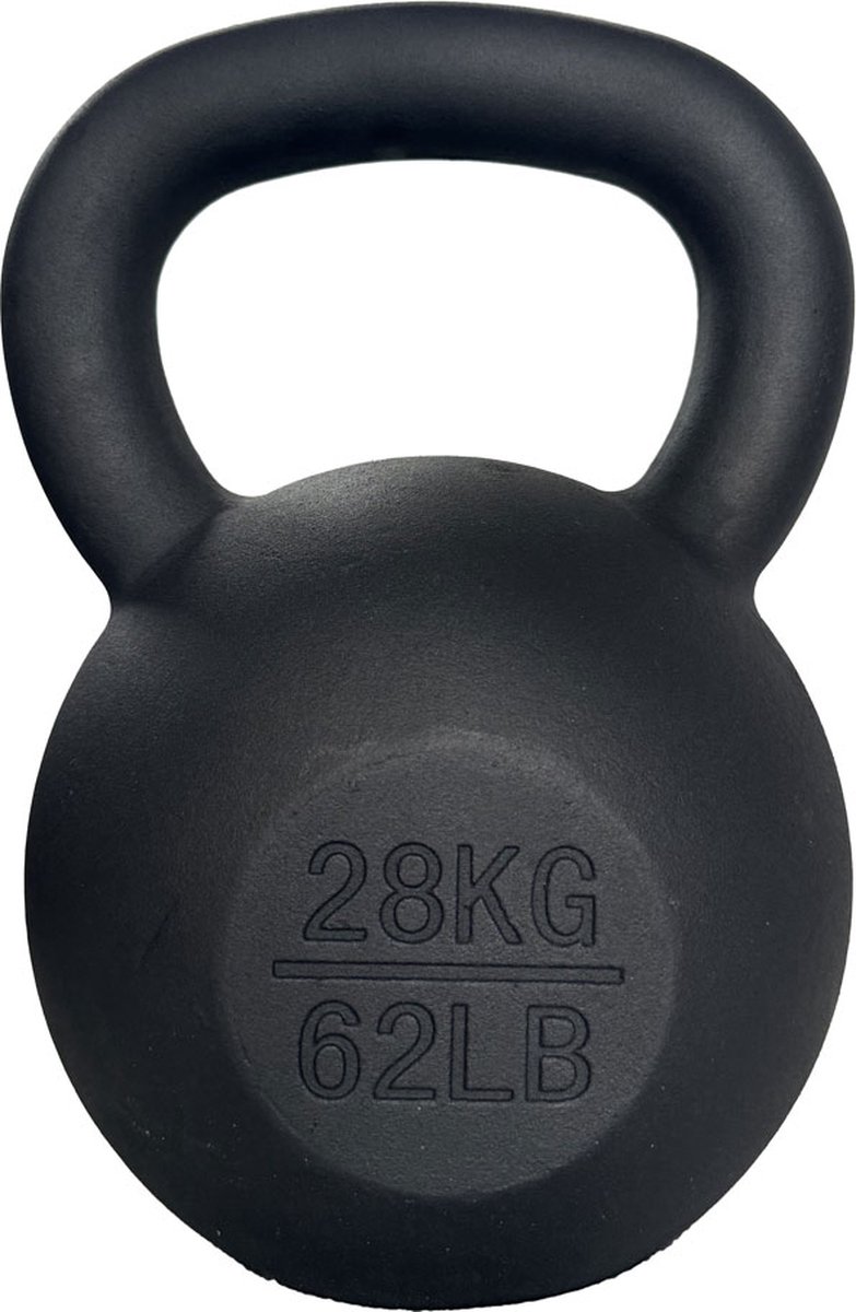 Bol.com AJ-Sports Kettle Bell Pro Gietijzer 28kg - Kettlebell - Gewichten - Krachttraining - Zwart - Fitness - Geschikt voor Cro... aanbieding