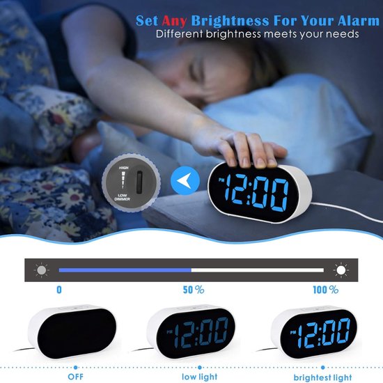 Qingping Bluetooth Alarm Clock, Works with Mi Home, Smart Digital App Controlled Clock with Date, Time, Temperature, Humidity, Snooze Function, 16 Alarms and 8 Ringtones, Battery Operated