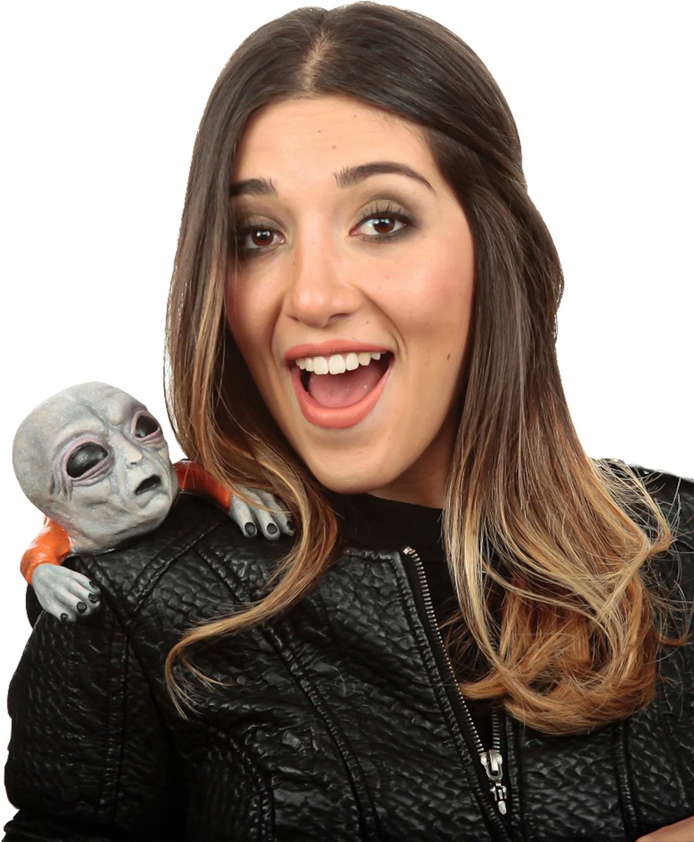 Ghoulish - Alien op schouder voor Karnaval - Halloween - 18 Cm Grijs